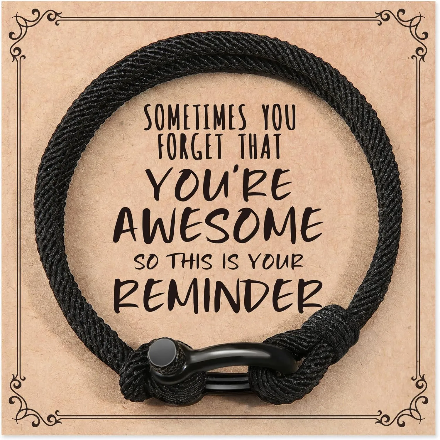 Jewelry&Card Gifts for Men Teen Boys, Sometimes You Forget You're Awesome Bracelets, Bracelets for Teen Boys, Fathers day Birthday Inspirational Gifts for Dad Son Boyfriend Husband Friends