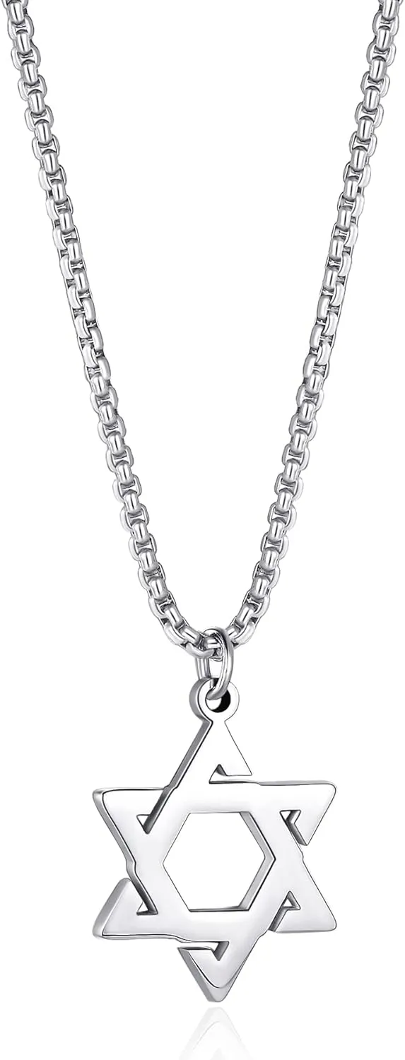 Joxevyia Star of David Necklace Stainless steel David Star Jewish Star Pendant Dainty Religious Necklaces Gifts for Men Guys Son