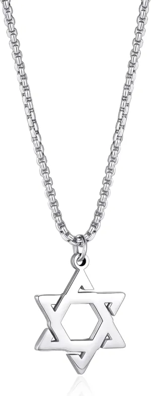 Joxevyia Star of David Necklace Stainless steel David Star Jewish Star Pendant Dainty Religious Necklaces Gifts for Men Guys Son