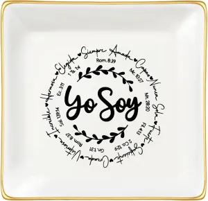 JoycuFF Inspirational Gifts for Women Girl Christian Birthday Thanksgiving Day Ceramic Trinket Dish Tray Christmas Graduation Ring Holder Motivational Gifts for Friends Sister Daughter