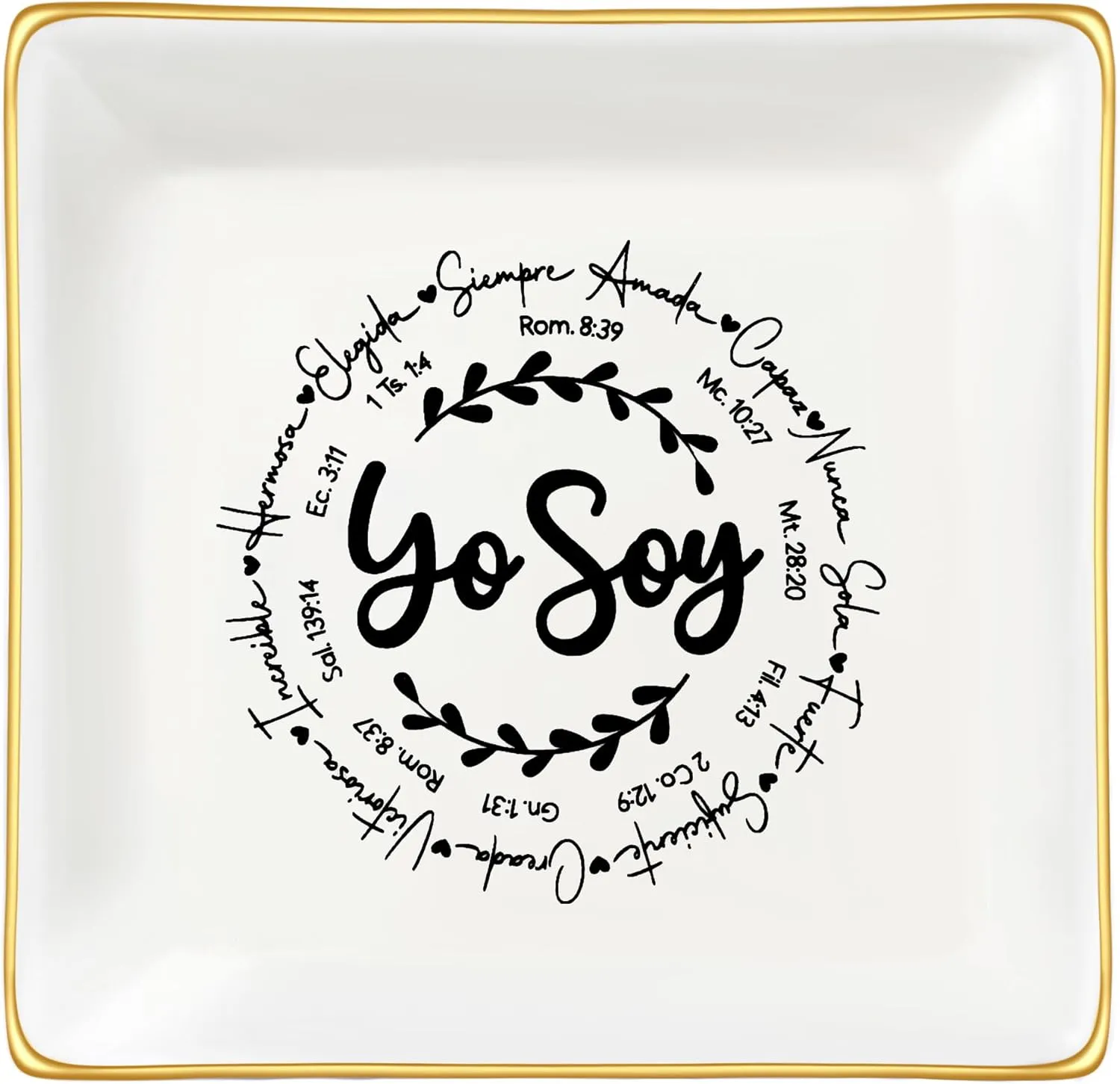 JoycuFF Inspirational Gifts for Women Girl Christian Birthday Thanksgiving Day Ceramic Trinket Dish Tray Christmas Graduation Ring Holder Motivational Gifts for Friends Sister Daughter