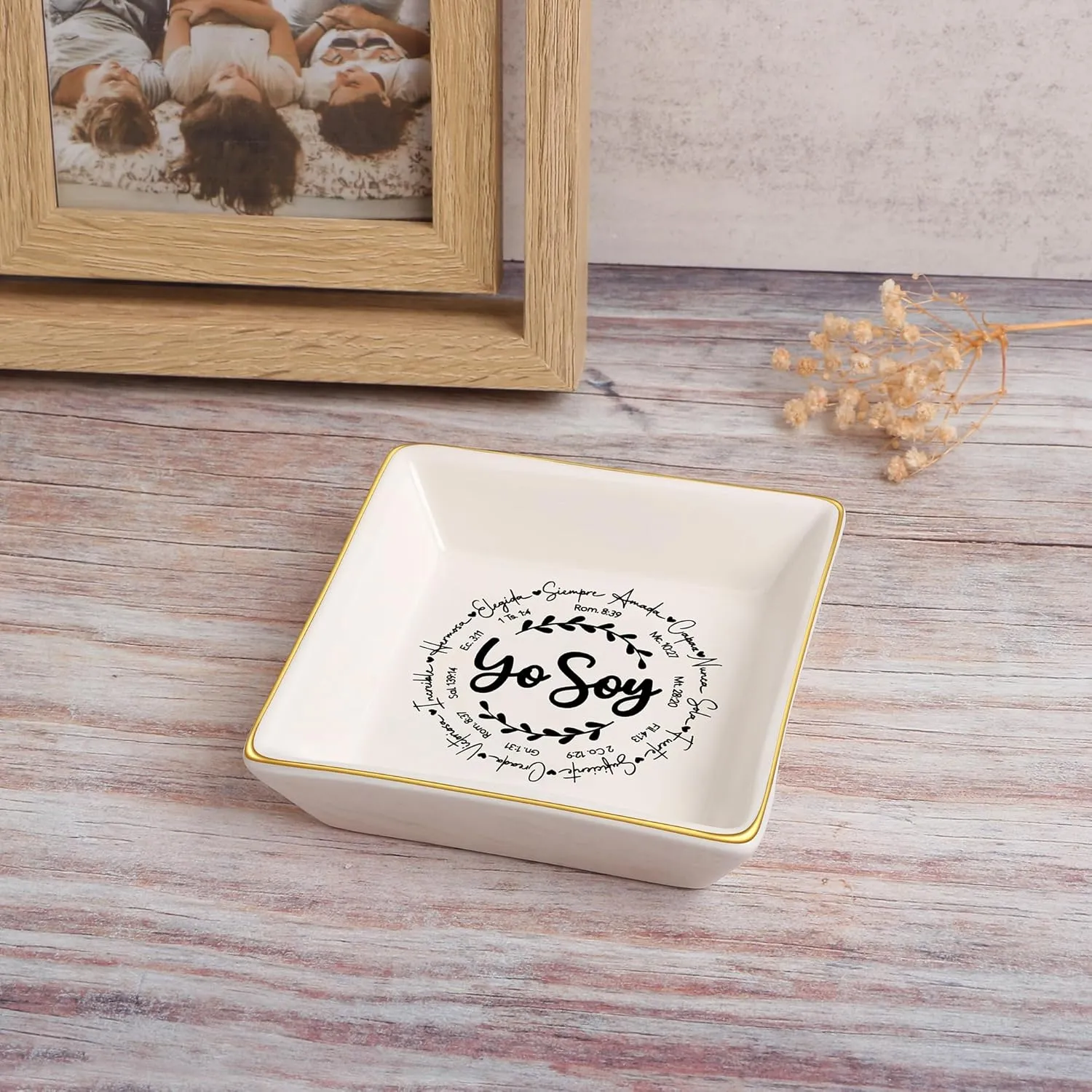 JoycuFF Inspirational Gifts for Women Girl Christian Birthday Thanksgiving Day Ceramic Trinket Dish Tray Christmas Graduation Ring Holder Motivational Gifts for Friends Sister Daughter