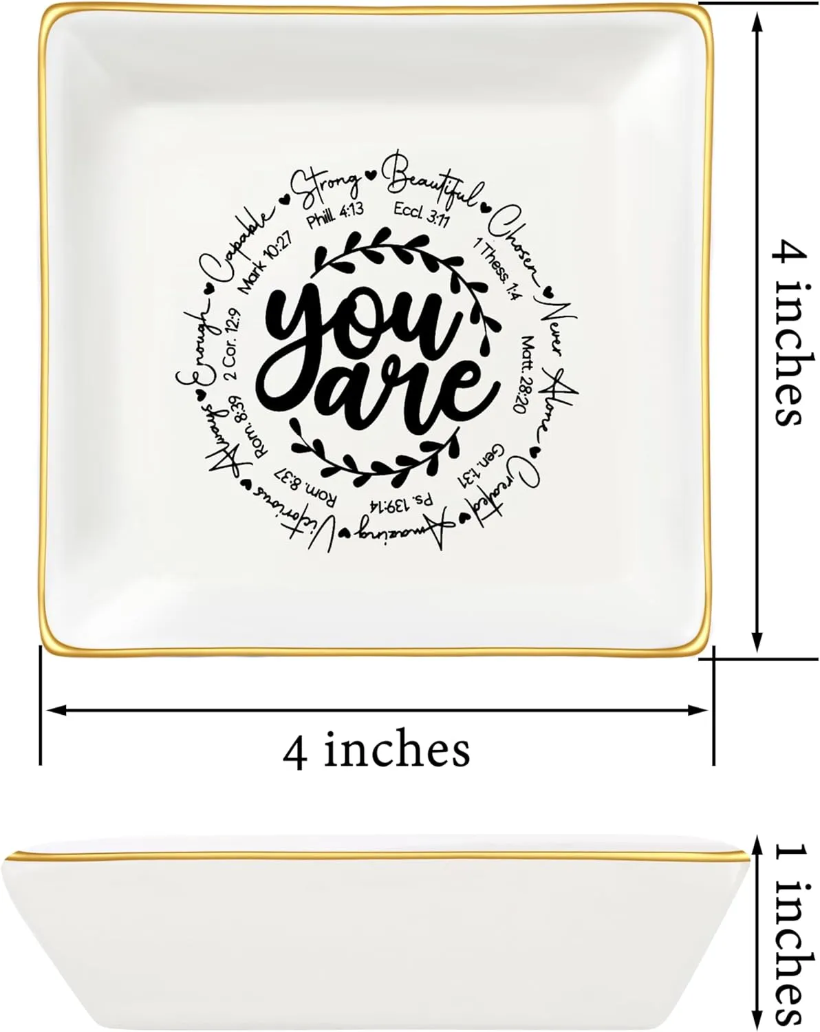 JoycuFF Inspirational Gifts for Women Girl Christian Birthday Thanksgiving Day Ceramic Trinket Dish Tray Christmas Graduation Ring Holder Motivational Gifts for Friends Sister Daughter