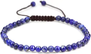 Keleny Natural Gemtones 4mm Round Beads Crystal Adjustable Braided Macrame Tassels Bracelets Unisex