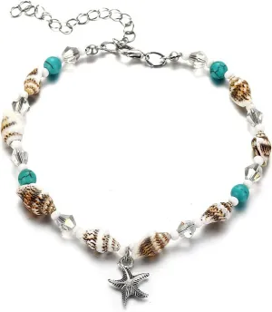 kelistom Boho Anklet Bracelet for Women Handmade Elphant Sun Turtle Shell Ankle Bracelets Summer Foot Jewelry