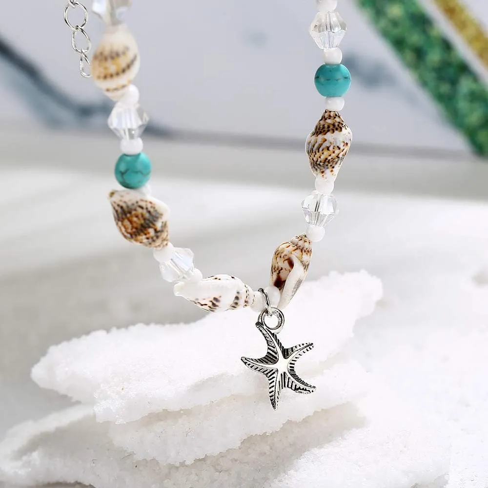 kelistom Boho Anklet Bracelet for Women Handmade Elphant Sun Turtle Shell Ankle Bracelets Summer Foot Jewelry