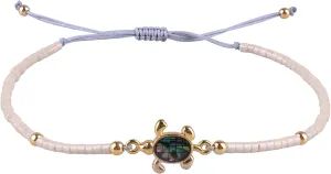 KELITCH Friendship Turtle Charm Bracelet Handmade Colorful Seed Beads Bracelets Boho Jewelry For Women - Beige