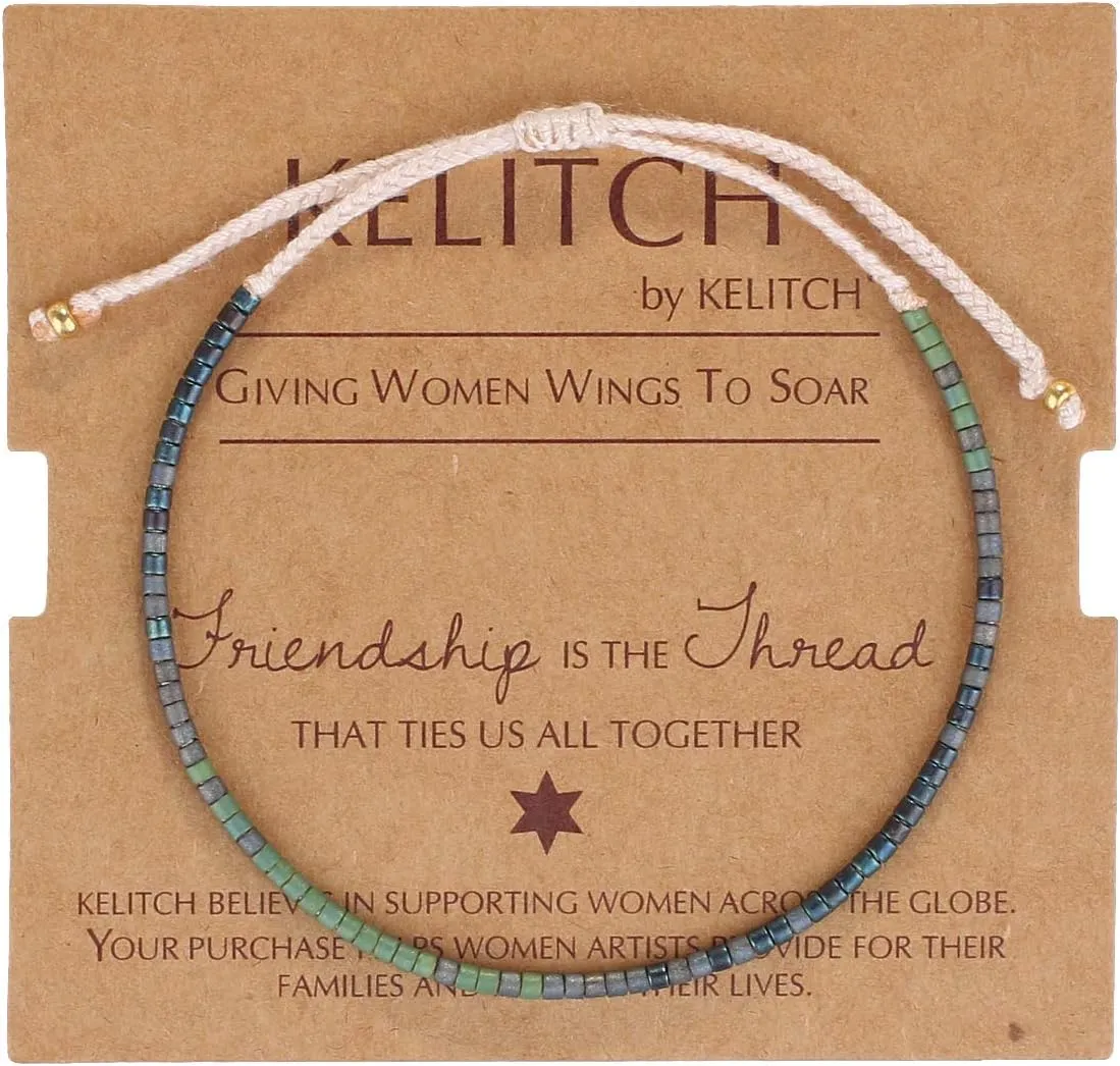 KELITCH Miyuki Friendship Bracelet Boho Seed Beads Women Thin Strand Bracelets Adjustable