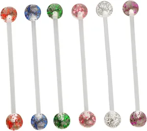 KESYOO 6Pcs Acrylic Tongue Rings Set Colorful Tongue Jewelry Red Green Purple Blue Transparent and Pink Unique Tongue Body Piercing Jewelry