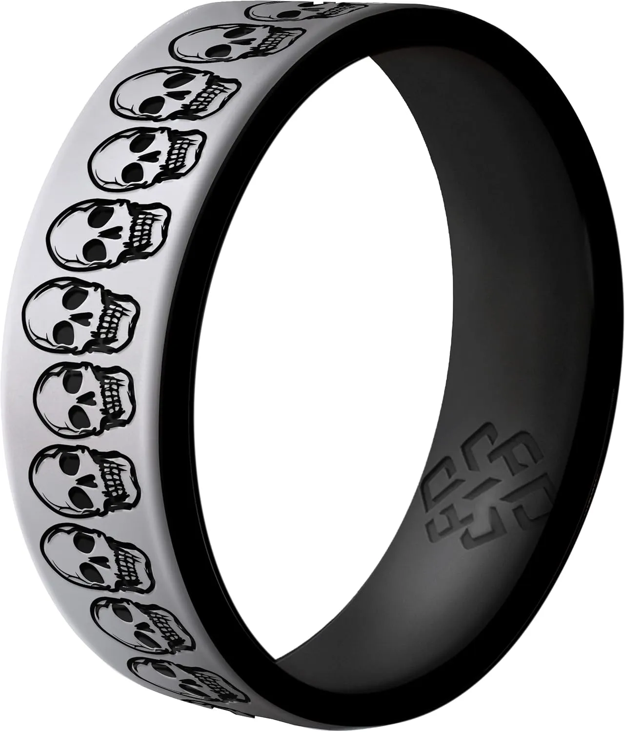Knot Theory Skulls Skeletons Silicone Ring for Men and Women - Silicone Wedding Band for Sports Activities, Breathable Comfort Fit 6mm Bandwidth