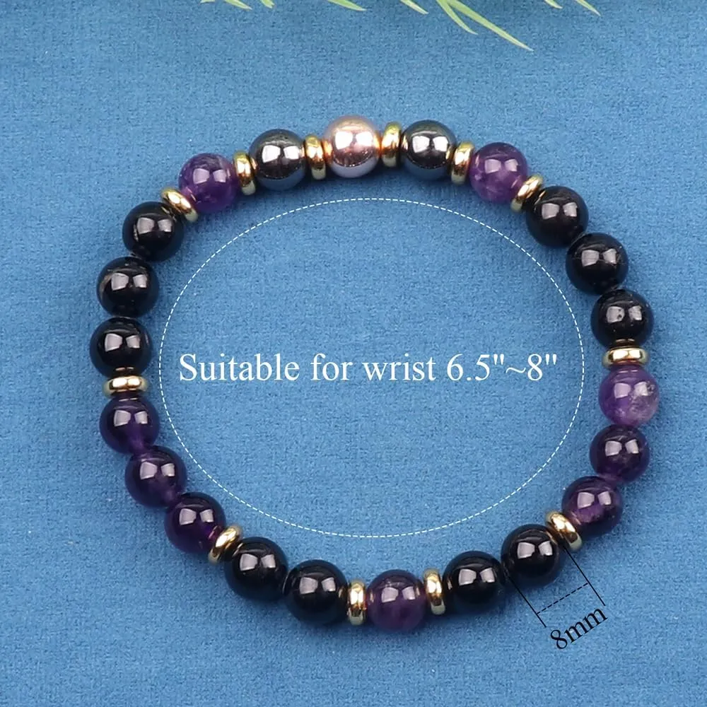 KSQS Healing Stone Bead Bracelet for Women, Natural Gemstones Balance Protection Bracelet, Spiritual Crystal Beads Bracelet Anxiety Relief with Meaning Card