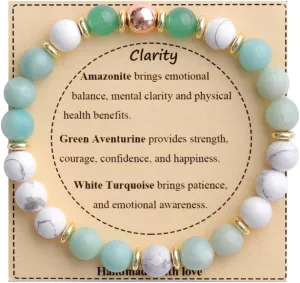 KSQS Healing Stone Bead Bracelet for Women, Natural Gemstones Balance Protection Bracelet, Spiritual Crystal Beads Bracelet Anxiety Relief with Meaning Card