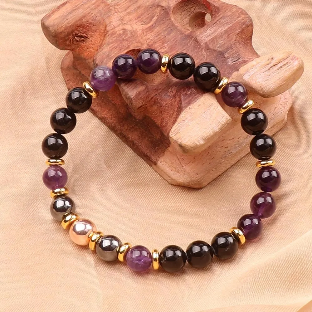 KSQS Healing Stone Bead Bracelet for Women, Natural Gemstones Balance Protection Bracelet, Spiritual Crystal Beads Bracelet Anxiety Relief with Meaning Card
