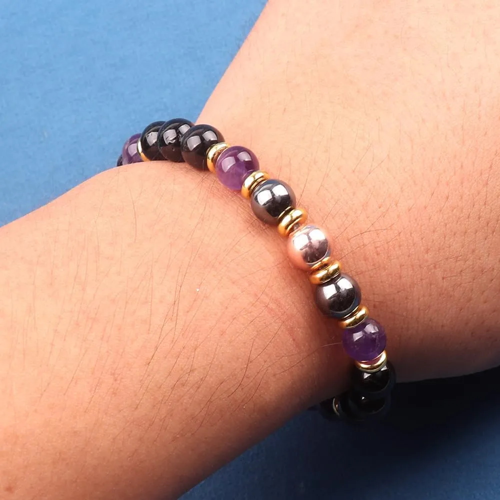 KSQS Healing Stone Bead Bracelet for Women, Natural Gemstones Balance Protection Bracelet, Spiritual Crystal Beads Bracelet Anxiety Relief with Meaning Card