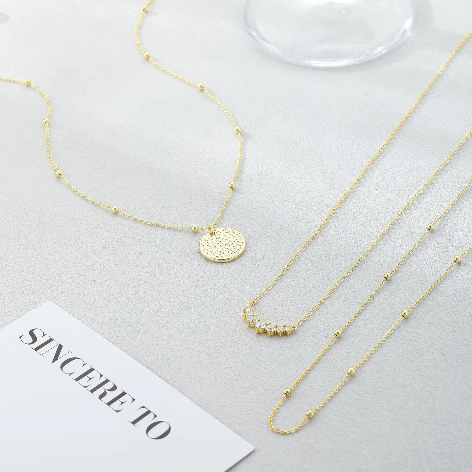 Kyerlyn Cross Necklace for Women,Stackable Stacked Stacking Layering Layered Necklaces Set Dainty 14 K Gold Silver Paperclip Box Flat Mariner Chain Pendant CZ Simple Jewelry Gift