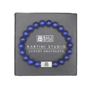 Lapis Lazuli and Sterling Silver Bracelet, Men's Lapis Beads Bracelet