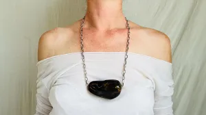 Large Amber Pendant on a Silver Chain. 0671 *IN COMPLIANCE WITH Etsy Regulations*