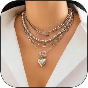 Layered Gold Necklaces for Women Dainty 14K Gold Plated/Silver Chain Necklace Layering Gold Necklace Set Jewelry for Women