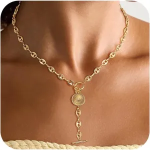 Layered Necklaces Set for Women, Dainty 14K Gold/Sterling Silver Plated Pendant Necklace Gold Long Chain Stack Necklace Jewelry Gift for Women Trendy
