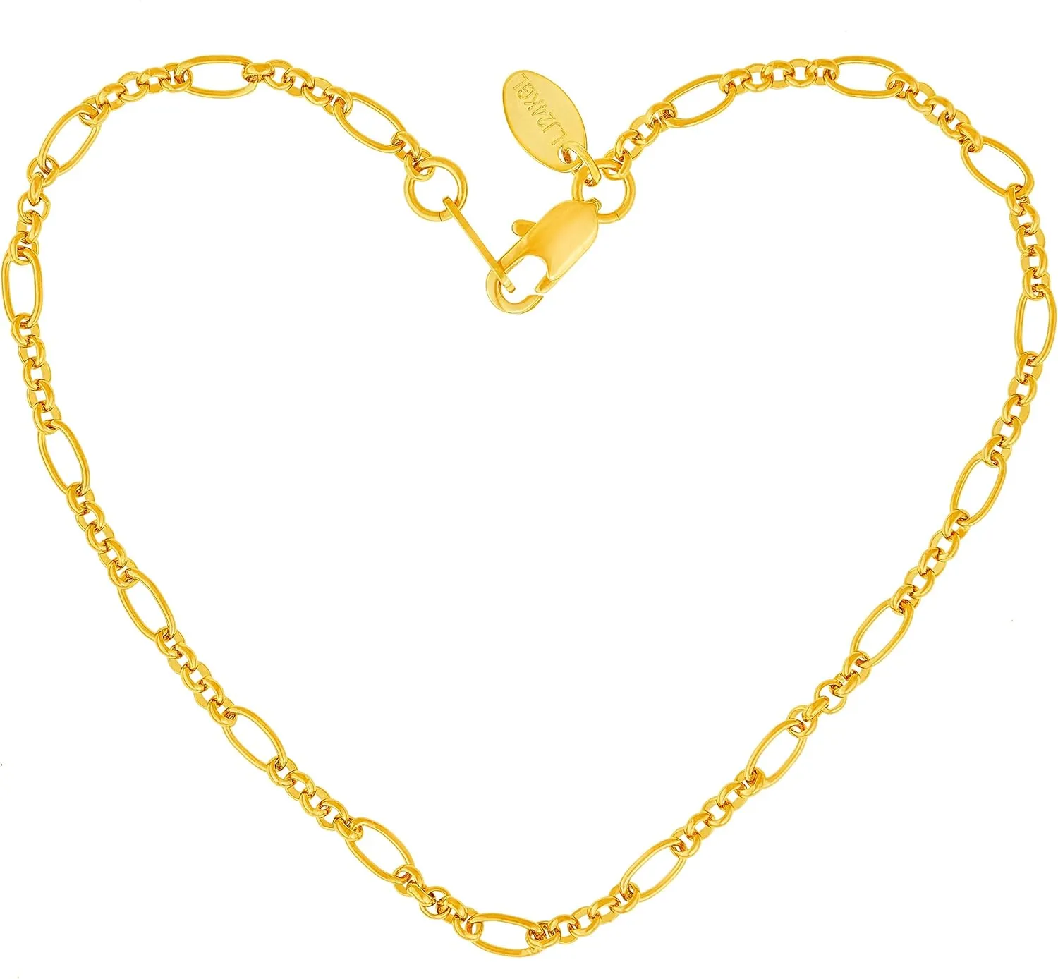 LIFETIME JEWELRY Womens Gold Anklet 2mm Figaro Link Chain Ankle Bracelet 24k Real Gold Plated