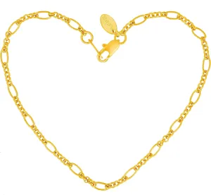 LIFETIME JEWELRY Womens Gold Anklet 2mm Figaro Link Chain Ankle Bracelet 24k Real Gold Plated