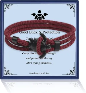LINY Ocean Animal Nautical Braided Wrap Rope Bracelets, Navy Marine String Bracelet with Hook Shark Dolphin Turtle Octopus Braided Bracelets Sea Animal Lover Gifts for Women Men