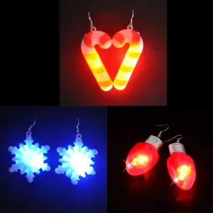 liyang Christmas Tree Earrings Glow in The Dark Dangle Pendant Jewelry Party LED Light Up Flashing Earrings(d)