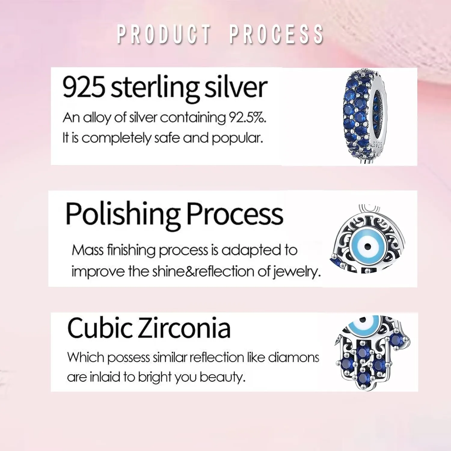 LNQOBU 925 Sterling Silver Charms for Bracelets Necklaces,5A Cubic Zirconias Evil Eye Dangle Beads Charms Jewelry Gift for Women (With one Spacer Beads Charms)