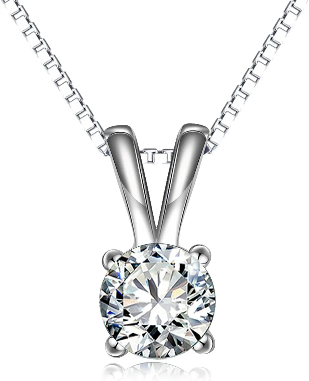 LONAGO 925 Sterling Silver 5A Cubic Zirconia Necklace Solitaire Pendant Necklace for Women