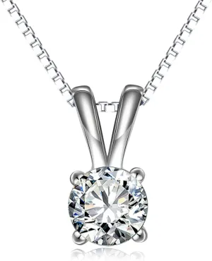 LONAGO 925 Sterling Silver 5A Cubic Zirconia Necklace Solitaire Pendant Necklace for Women