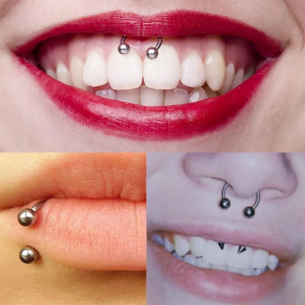 Longita Internally Threaded Septum Ring Silver Black Gold Septum Rings 16G Septum Piercing Surgical Steel Septum Jewelry Septum Nose Rings 16 Gauge Small Septum Ring Horseshoe with Replacement Balls