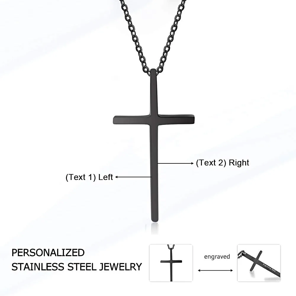 Love Jewelry Personalized Mens Stainless Steel Cross Christian Bible Verse Pendant Engraved Names Initial Necklace for Men Boyfriend Gifts