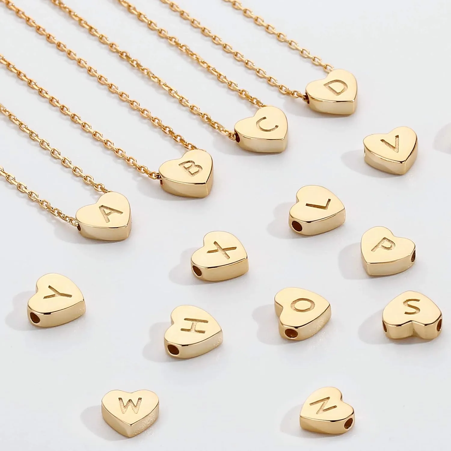 M MOOHAM Graduation Gifts - Heart Initial Necklaces for Girls Women, Sterling Silver Tiny Letter Necklace Gift for Kids Teen Girl Jewelry