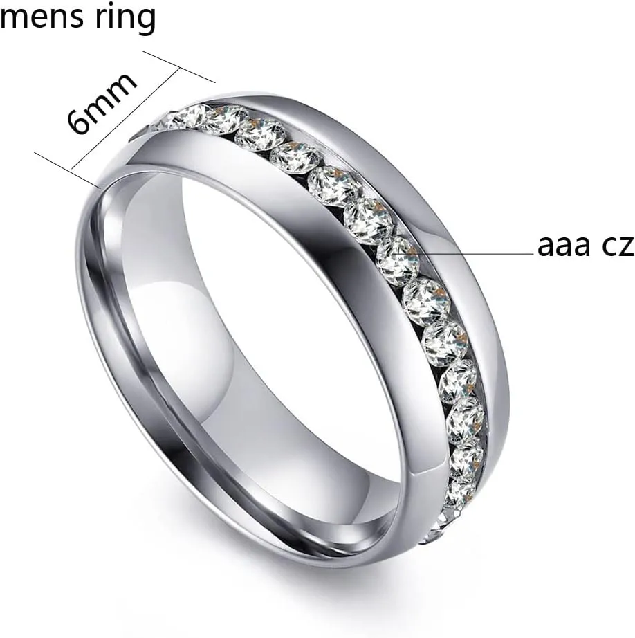 MASHAN Couple Rings His Her Wedding Ring Sets Matching Rings White Gold Plated AAA CZ Ring Mens Wedding Bands