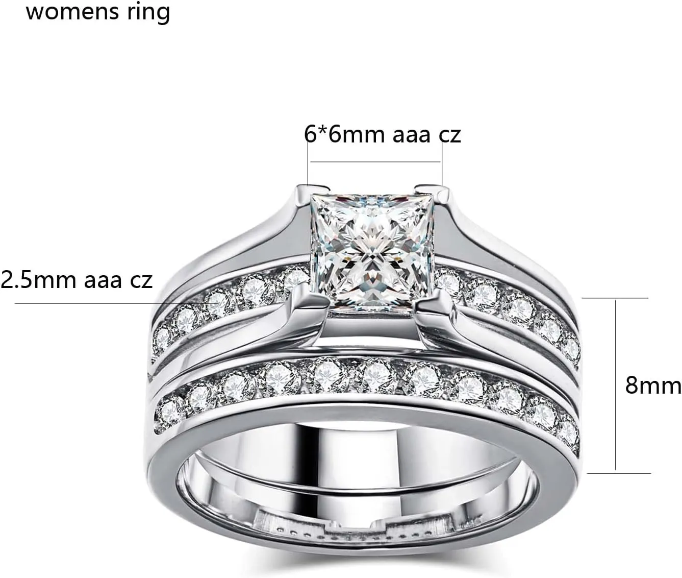 MASHAN Couple Rings His Her Wedding Ring Sets Matching Rings White Gold Plated AAA CZ Ring Mens Wedding Bands