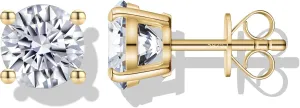 Moissanite Diamond Stud Earrings for Women and Men - Hypoallergenic S925 Sterling Silver 14K Gold Plated, 2cttw-0.3cttw - Gift