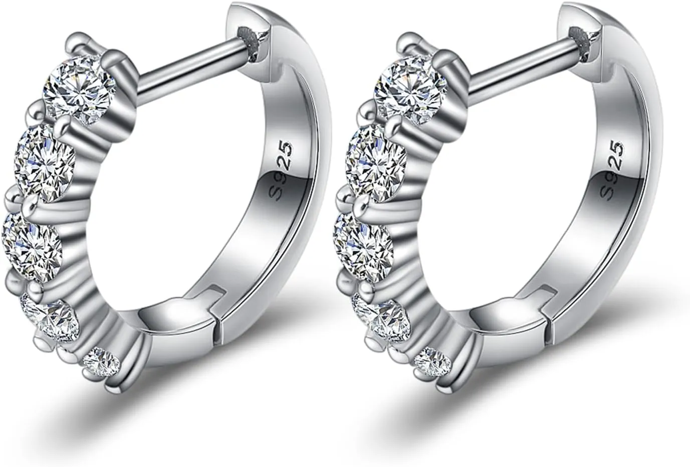 Moissanite Hoop Earrings,huggie Earrings for Women Men,D-E VVS1Simulated Diamond Moissanite Earrings,Sterling Silver Earrings Plated 18K White Gold for Wedding Jewelry,birthday,holiday gifts