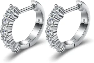 Moissanite Hoop Earrings,huggie Earrings for Women Men,D-E VVS1Simulated Diamond Moissanite Earrings,Sterling Silver Earrings Plated 18K White Gold for Wedding Jewelry,birthday,holiday gifts