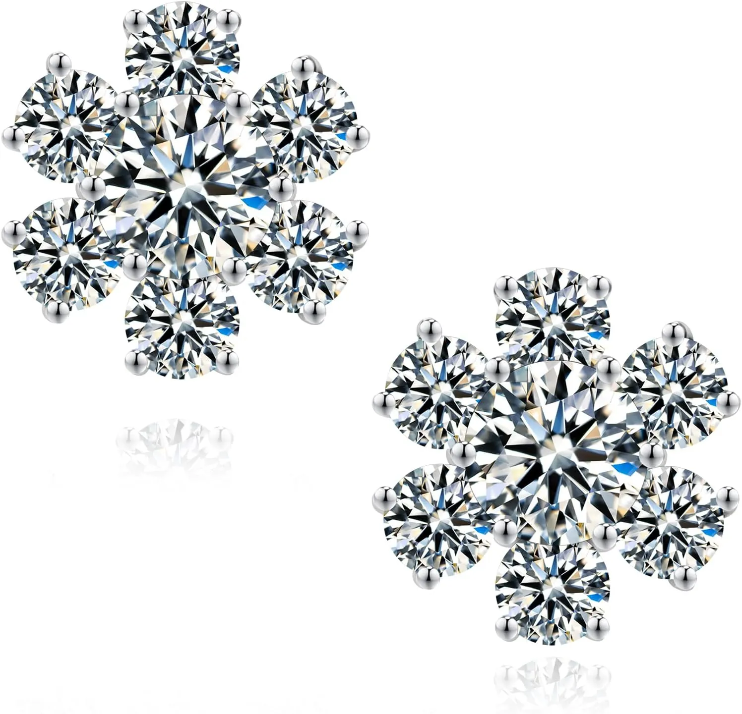 Moissanite Stud Earrings D Color VVS1 Clear Moissanite Earrings 18K Gold Plated 925 Sterling Silver Friction Base Hypoallergenic Earrings for Men Women