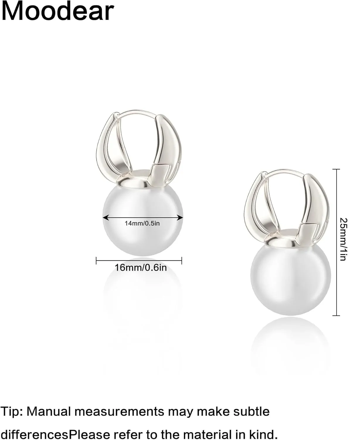 Moodear Pearl Earrings for Women Trendy 14K Gold Plated/925 Sterling Silver Pearl Drop Hoop Earrings Elegant Hypoallergenic Gold Pearl Dangle Earrings Wedding Jewelry Gifts for Women