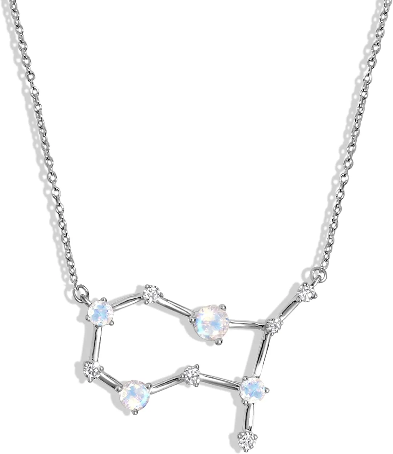 Moon Magic Moonstone Necklace - Zodiac Constellation / 925 Sterling Silver - 18k Rose Gold - Yellow Gold Zodiac Sign Necklaces for Women/Astrology & Horoscope Authentic Rainbow Moonstone Jewelry
