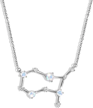 Moon Magic Moonstone Necklace - Zodiac Constellation / 925 Sterling Silver - 18k Rose Gold - Yellow Gold Zodiac Sign Necklaces for Women/Astrology & Horoscope Authentic Rainbow Moonstone Jewelry