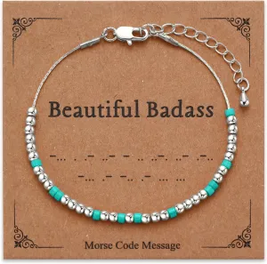 Morse Code Bracelet for Women, Badass Bracelets Funny Birthday Gifts for Women friendship Christmas Gift for Bestie