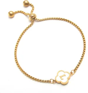 Mothers Day Gifts for Mom Wife - Gold Initial Clover Bracelets for Women Dainty 14K Gold Filled Letter Tennis Bracelet Personalized 26 Alphabet Charm Bracelet Mom Gifts