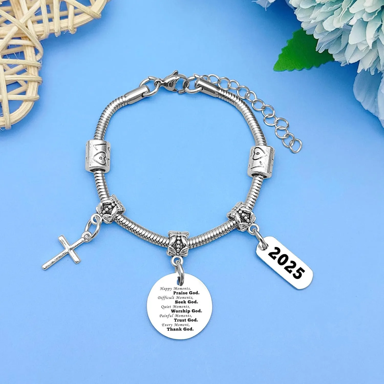 Mwphuy Christian Gifts for Women Bracelet Inspirational Religious Gifts for Women Bible Verse Jewelry Baptism Bracelet for Mom Friend Sister Christian Bracelets Birthday Gifts