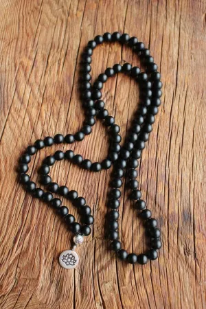 Natural Black Onyx 6mm 108 Mala Beads, Spiritual, Meditation Beads, Reiki, Japa Mala, Buddhist Prayer Beads, Yoga Bracelet, healing beads LKMALA-RRGU-2715