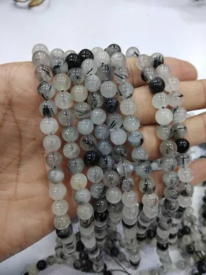 Natural Black Rutile 8mm 108 Mala Beads, Spiritual, Meditation Beads, Reiki, Japa Mala, Buddhist Prayer Beads, Yoga Bracelet, healing beads LKMALA-RRGU-1458