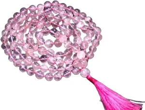 Natural Rose Quartz 8mm 108 Mala Beads, Spiritual, Meditation Beads, Reiki, Japa Mala, Buddhist Prayer Beads, Yoga Bracelet, healing beads LKMALA-RRGU-1474