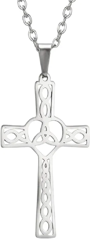 New 2025 Arrival Religious Jesus Cross Pendant Necklace Gold Color Stainless Steel Chain Necklaces For Unisex Hollow Jewelry Gift With For You Accessories Trendy Creative Gift