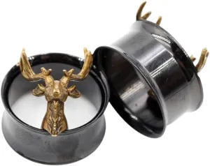 New 2025 Unisex 2Pcs Stainless Steel Skull Animal Design Elephant Snake Screw Ear Tunnels Plugs Expander Stretcher Body Piercing Jewelry Fashion Accessories Creative For Women And Men Men